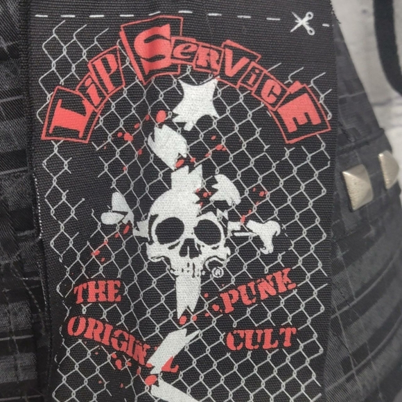 Rare Vintage DEADSTOCK Lip Service Grey Plaid Studded Corset Top - Picture 6 of 8